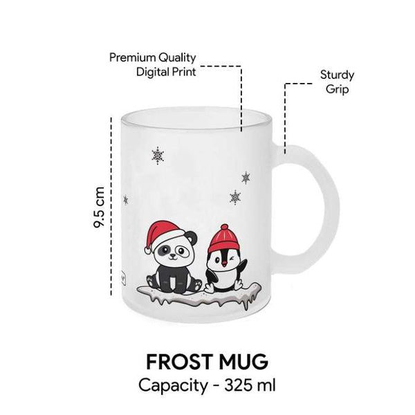 Friendship Quotes Printed Frosted Mug Set Of 2 (325 ml), Frosted Glass Mug, Frosted Mug For Gift