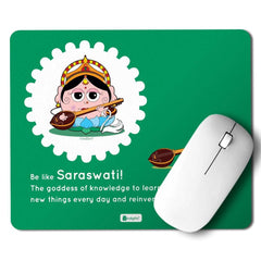 Green Mouse Pad with Lord Saraswati Printed