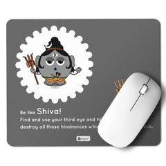 Grey Mouse Pad with Lord Shiva Printed