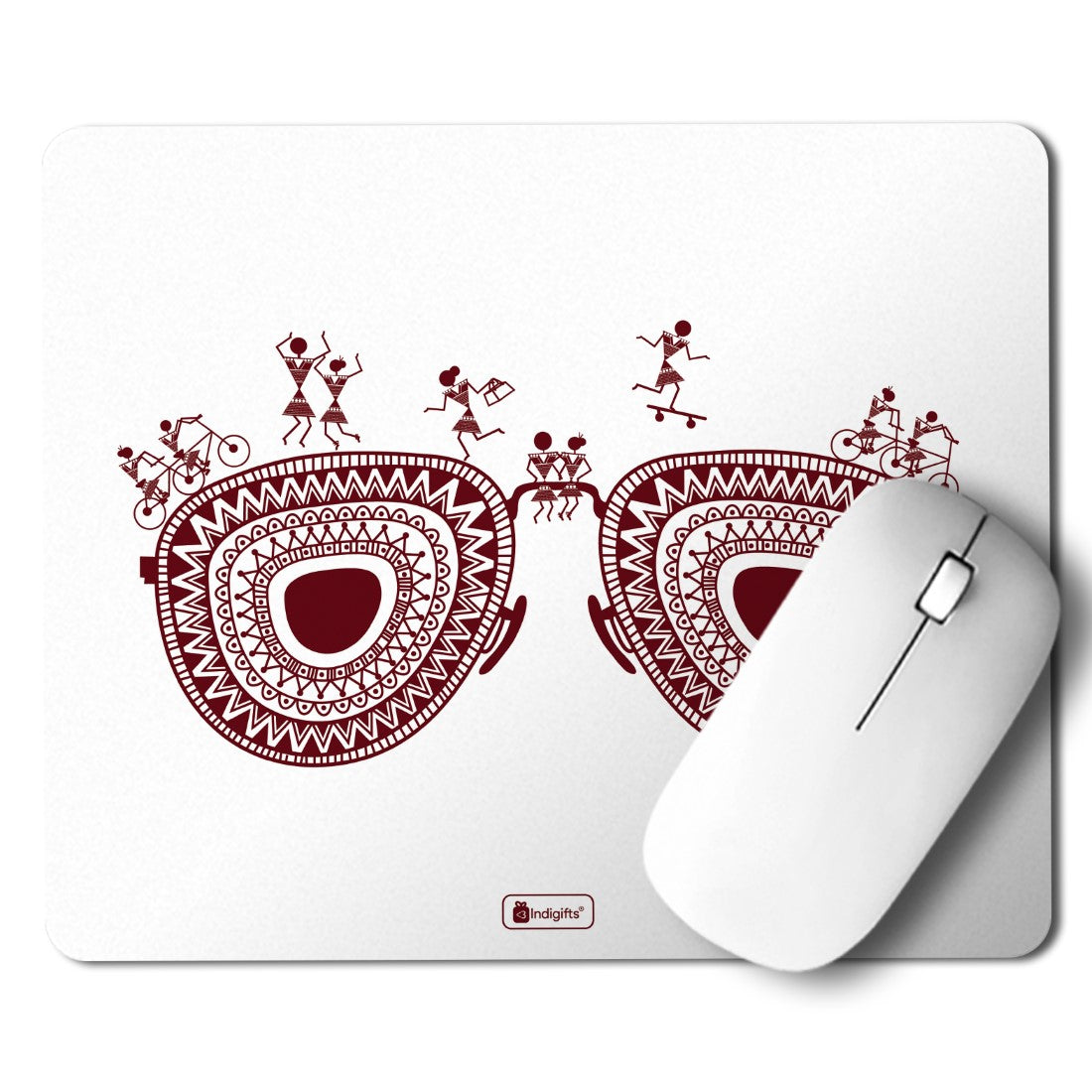 Decor for Living Room  Printed White Mouse Pad  8.5x7 inches | Ethnic Printed Items, House Warming Gift Items, Printed Mouse Pad