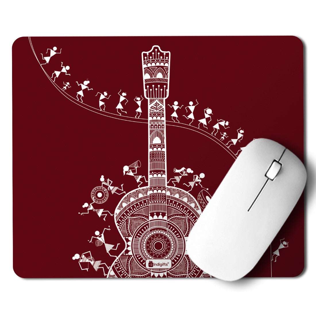 Decor for Living Room  Printed Maroon Mouse Pad  8.5x7 inches | Ethnic Printed Items, House Warming Gift Items, Mousepad for Gift