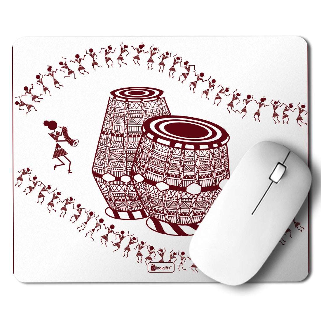 Ethnic Digital Print Items  Printed White Mouse Pad  8.5x7 inches | India Souvenir Gifts, Gift Items For Diwali, Printed Mouse Pad