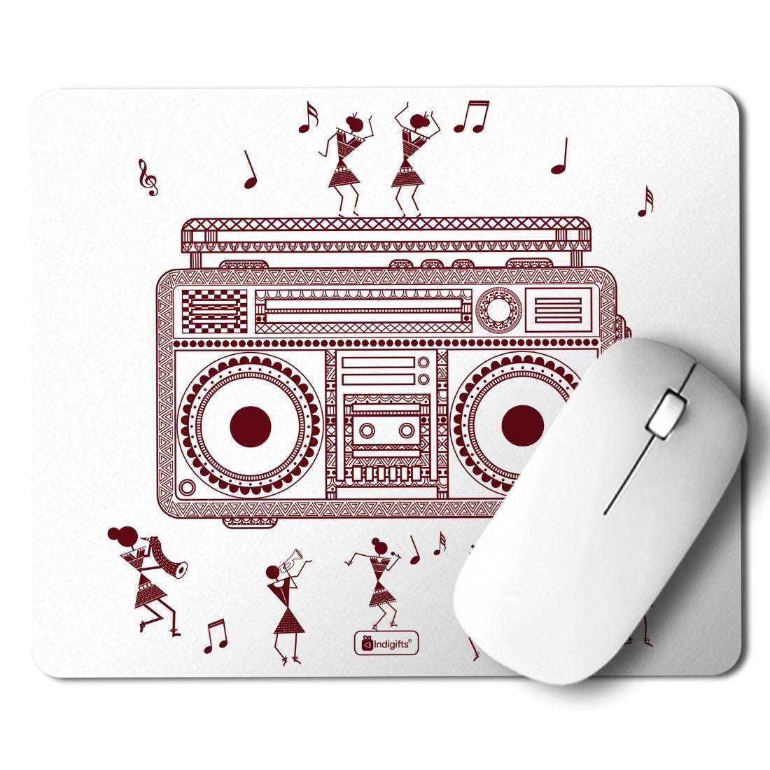 Decor for Living Room  Printed White Mouse Pad  8.5x7 inches | Ethnic Printed Items, House Warming Gift Items, Ethnic Print Mousepad