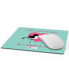 Kissing Birds With Heart Blue Mouse Pad