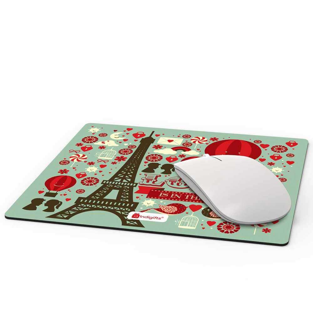 Eiffel Tower, Love Birds Green Mouse Pad