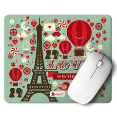 Eiffel Tower, Love Birds Green Mouse Pad