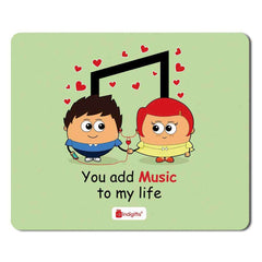 Romantic Couple Listening to Music Green Mouse Pad