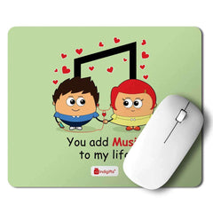 Romantic Couple Listening to Music Green Mouse Pad