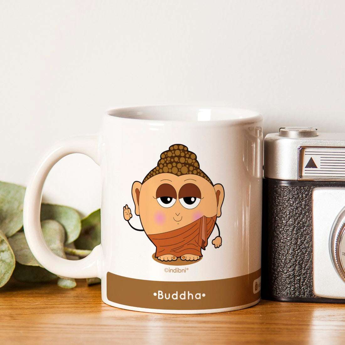 Brown Coffee Mug with Buddha Print