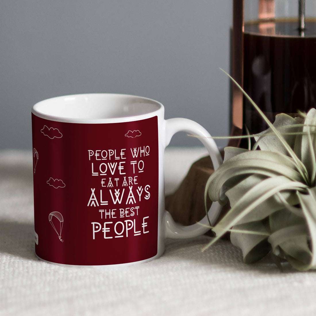 Maroon Folk Fusion Themed Quote Printed Coffee Mug