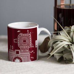 Maroon Ethnic Warli Themed Camera Printed Coffee Mug