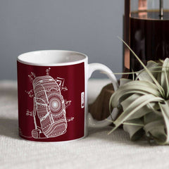 Maroon Ethnic Themed Travelling Bag Printed Coffee Mug