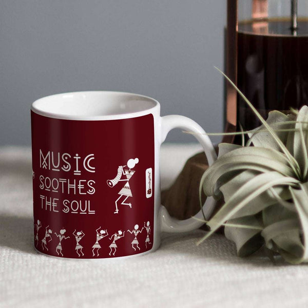 Maroon Folk Fusion Themed Music Quote Printed Coffee Mug