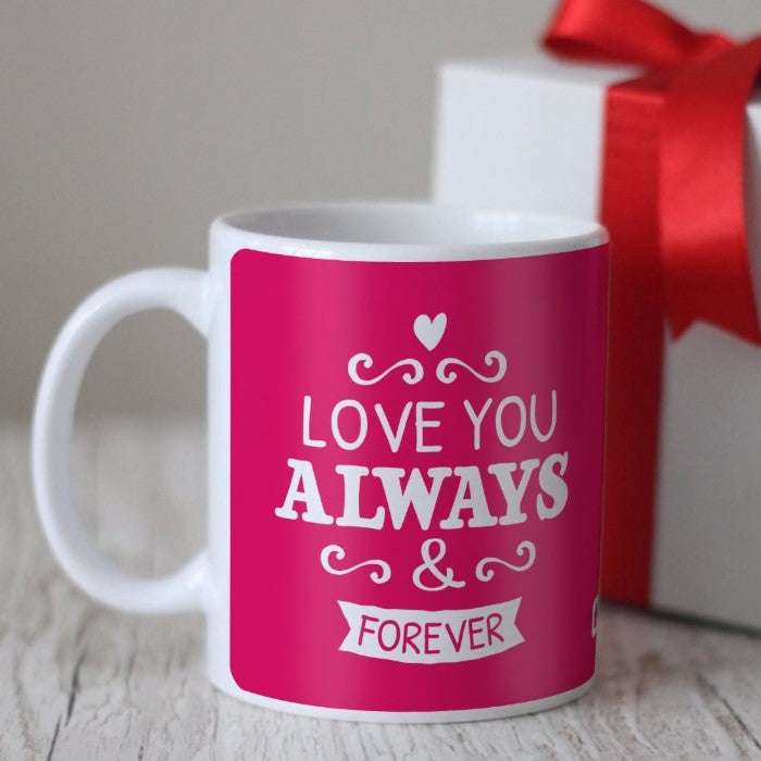 Love Typography Digital Printed Pink Coffee Mug