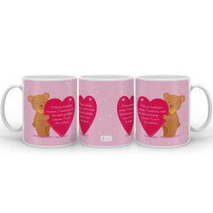 Cute Teddy Holding Heart Digital Printed Pink Coffee Mug