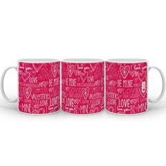 Love Expression Seamless Pattern Digital Printed Pink Coffee Mug