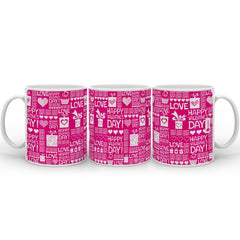 Valentine Seamless Pattern Digital Printed Pink Coffee Mug