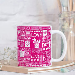 Valentine Seamless Pattern Digital Printed Pink Coffee Mug