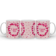 Wreath of Hearts Digital Printed Pink Coffee Mug