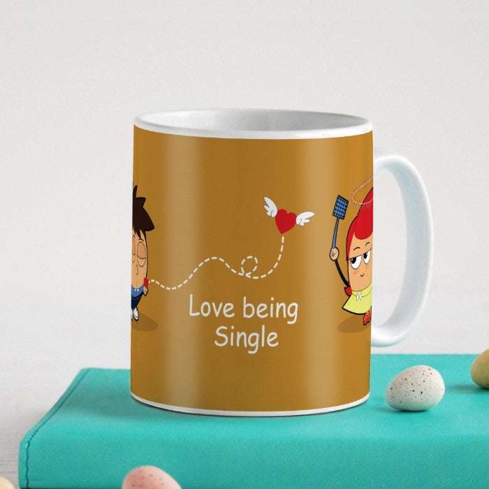 Girl Avoiding Love of a Guy Illustration Digital Printed Coffee Mug