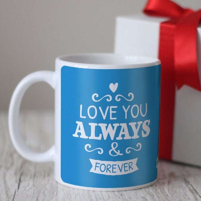 Love Typography Blue Coffee Mug Gift For Him