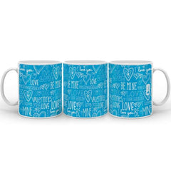 Love Expression Seamless Pattern Blue Coffee Mug Gift For Him