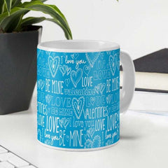 Love Expression Seamless Pattern Blue Coffee Mug Gift For Him