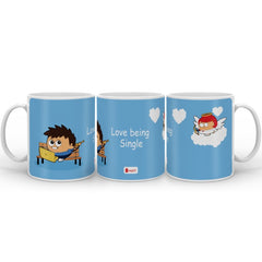 Workaholic Guy Avoiding Cupid's Arrow Blue Coffee Mug Gift For Him