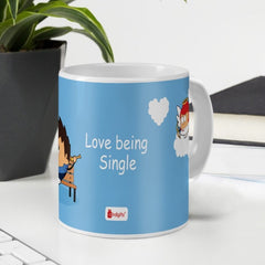 Workaholic Guy Avoiding Cupid's Arrow Blue Coffee Mug Gift For Him