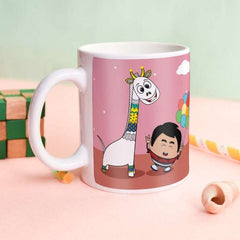 Jungle-Jalebi Excited Kids Coffee Mug, Pink-325 ML