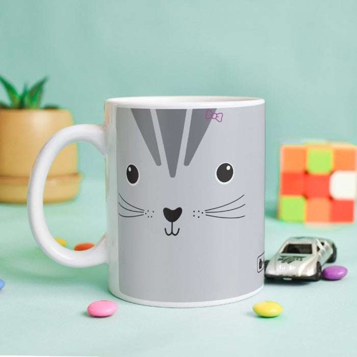 Indigifts Half-N-Half Cat Printed Kids Coffee Mug