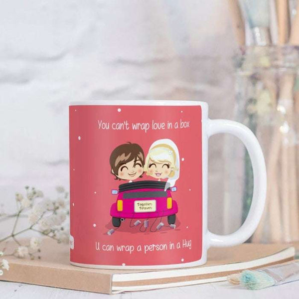 Cute Couple On A Ride Pink Coffee Mug