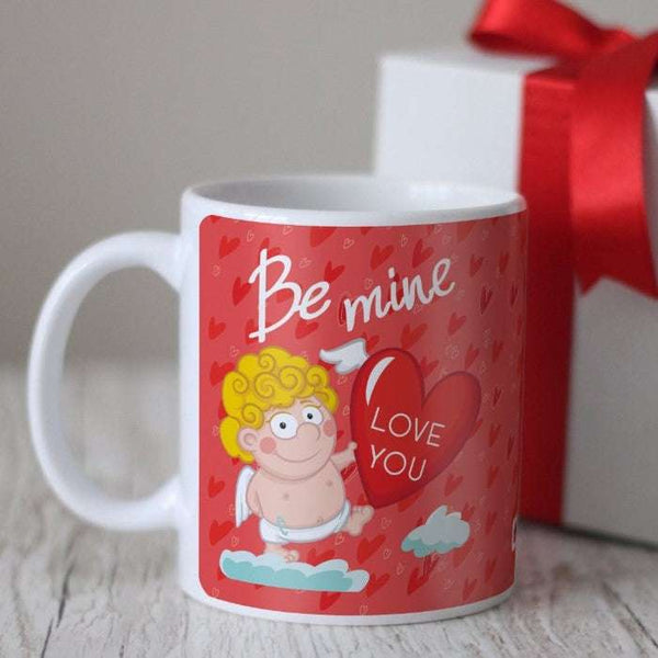 Cupid Holding Love Heart Red Coffee Mug