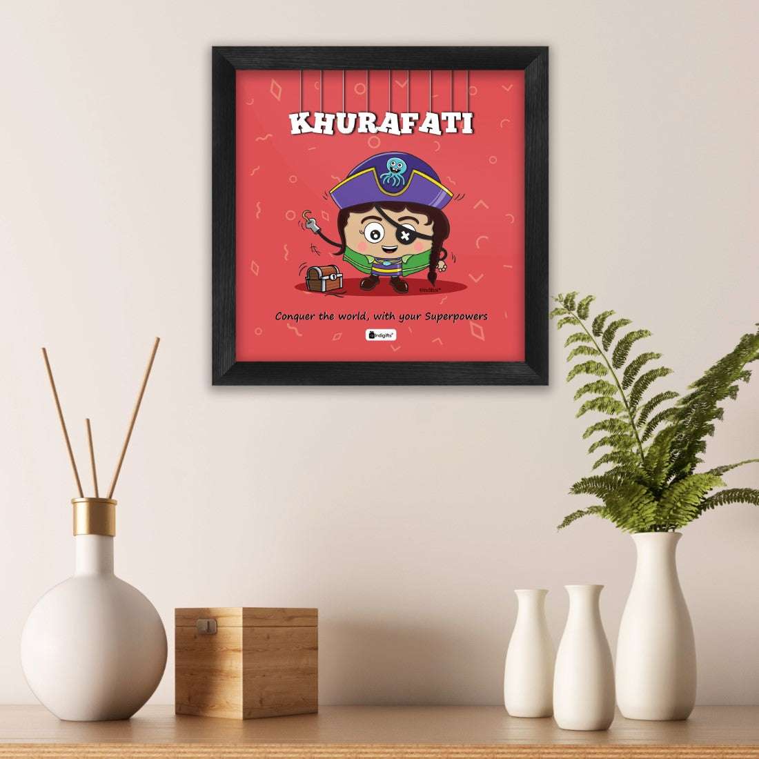 Khurafati - Conquer the world with your superpowers Red Poster Frame