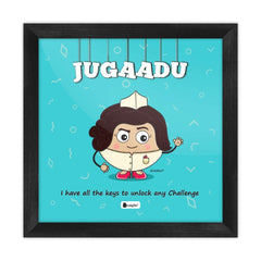 Jugaadu - I have all the keys to unlock any challenge Blue Poster Frame