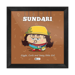 Sundari - Giggle, curls and sassy little girl Brown Poster Frame