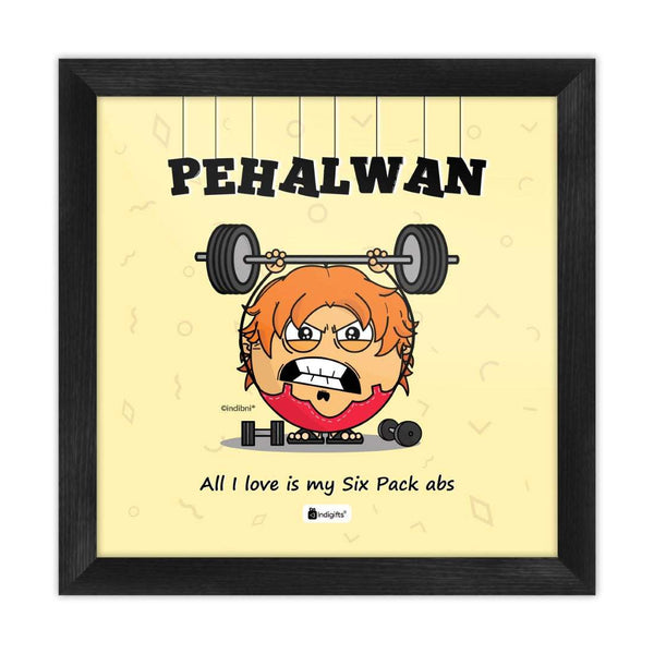 Pehalwan - I love six pack abs Yellow Poster Frame