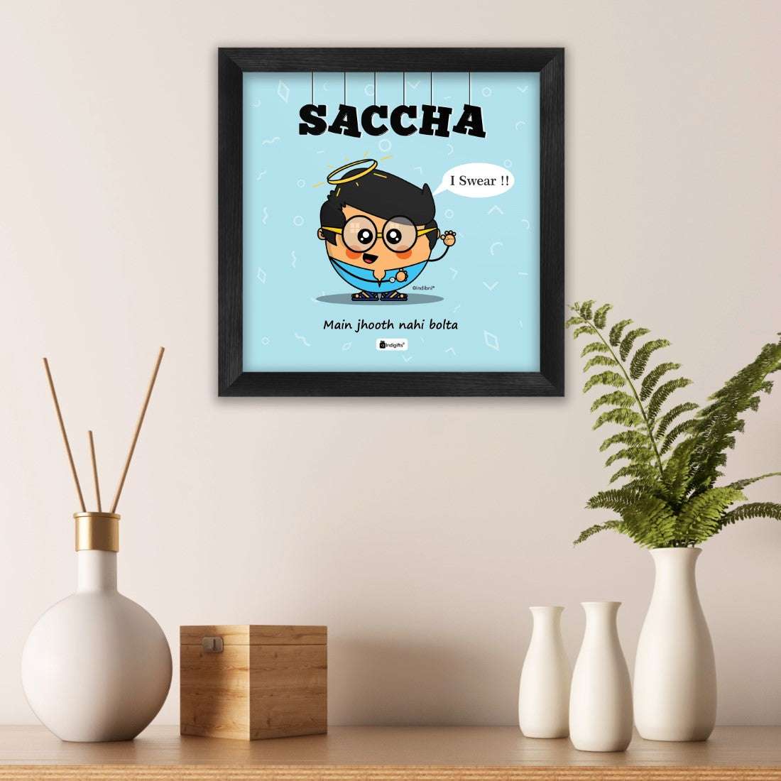 Saccha - Main jhooth nahi bolta Blue Poster Frame