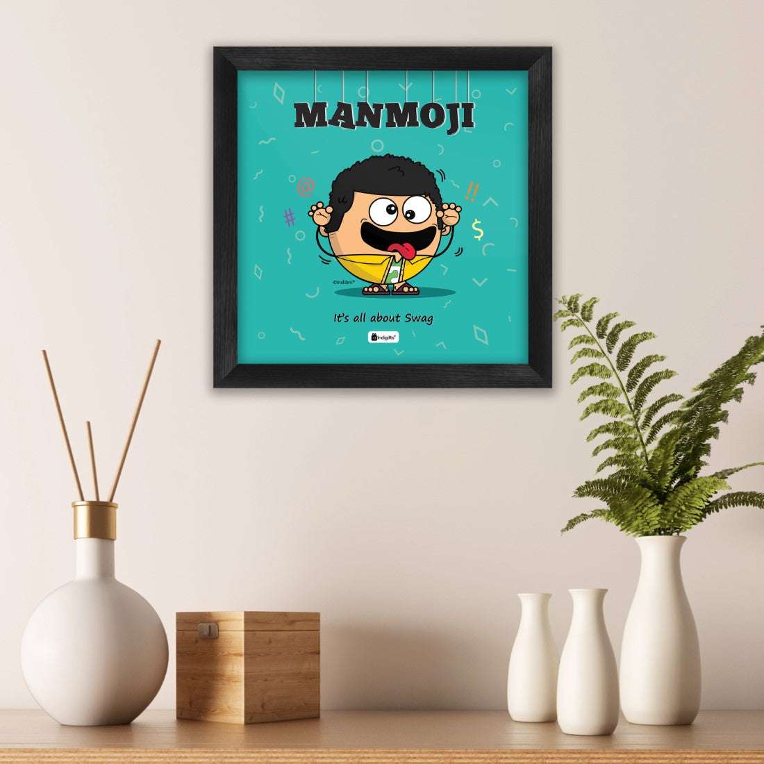 Manmoji - All about swag Blue Poster Frame