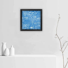 Love Expression Seamless Pattern Blue Poster Frame