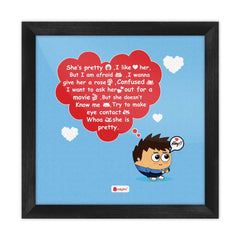 Young Boy Love Thoughts Digital Printed Blue Poster Frame