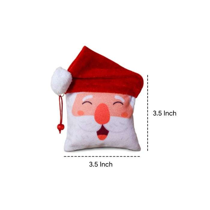 Christmas Characters Soft Poly Satin and Cotton Cushion Covers (16x16 Inches, Red)-Set of 4 and Revesible Santa Soft Toy