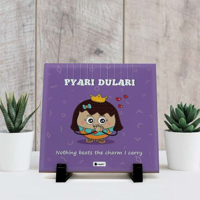 Pyari Dulari Printed Table D&eacute;cor Ceramic Tile 6x6 Inches