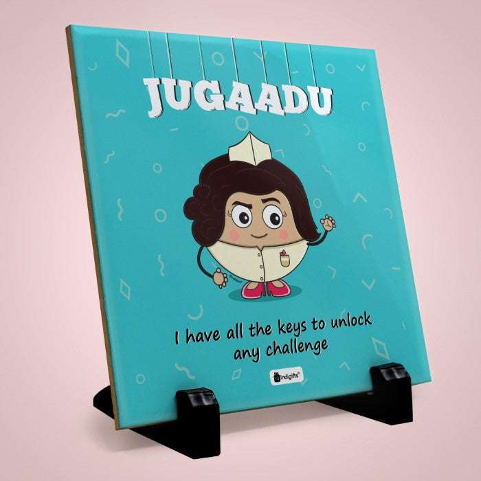 Jugaadu Printed Table D&eacute;cor Ceramic Tile 6x6 Inches for Girls