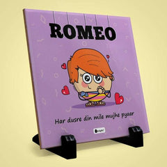 Romeo Printed Table D&eacute;cor Ceramic Tile 6x6 Inches