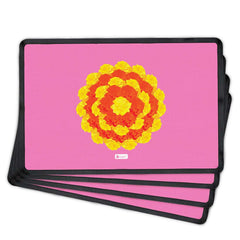 Rangoli Design with Marigold Flower (Pink) Table Mat