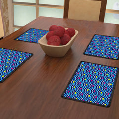 Wave Pattern of Overlapping Circles (Blue) Table Mat