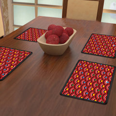 Wave Pattern of Overlapping Circles (Red) Table Mat