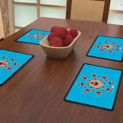 Rangoli with Illuminated Lamps (Blue) Table Mat