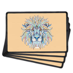 Ornamental Lion Illustration (Brown) Table Mat